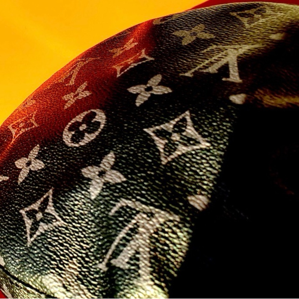 Leather Monogram Black Gray Bucket Hat Calf Skin jacquard Unisex - Picture 7 of 11